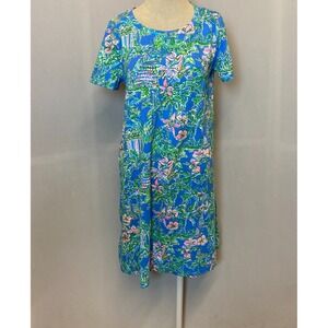 Lilly Pulitzer Dress Small Blue Cody Beneath the Bougainvillea Short Sleeve